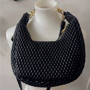 Urban Expressions Black Quilted Hobo Shoulder Bag Crossbody Casual Chic
